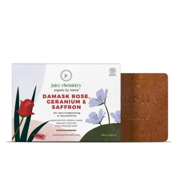 Juicy Chemistry Damask Rose, Geranium & Saffron Soap, 100 g, Herbkart8t76196Sa-0NNL.webp, Herbkart8t76196Sa 0NNL