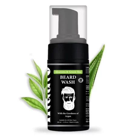 Indalo Beard Wash with Aloe Vera & Green Tea | Best Beard Wash Shampoo | Beard Wash for Healthy Beard | Sulphate, Ammonia & Paraben-Free | Suitable for All Skin Types - 100ml