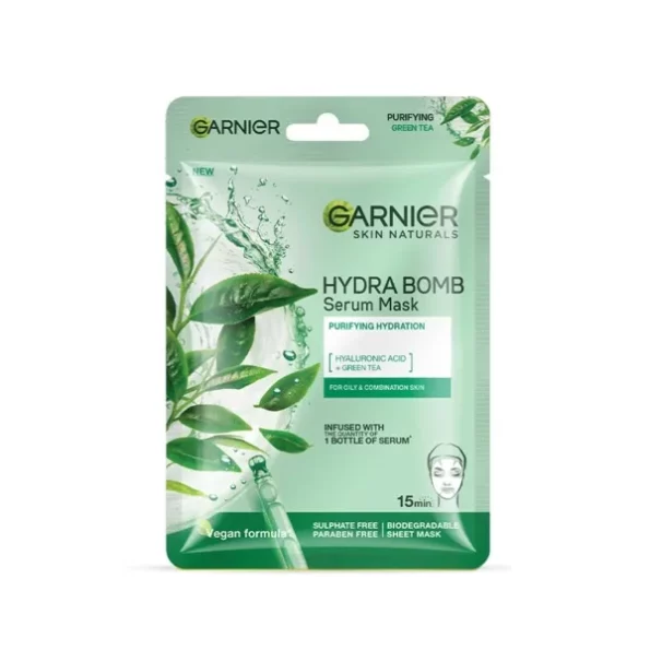 Garnier Skin Naturals, Serum Mask, Purifying & Pore Reducing, Hydra Bomb Green Tea Mask, 1 pc, 28g, Herbkart8t761fQKslmGYL.webp, Herbkart8t761fQKslmGYL