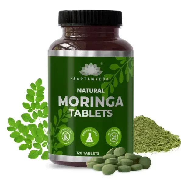 SAPTAMVEDA Natural Moringa Tablets, Drumstick Leaf Tablets 120 Tablets, 500mg each available on Herbkart