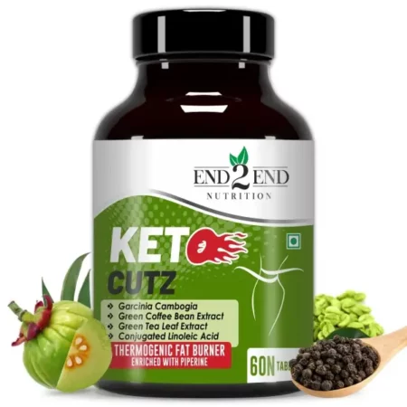 End2End Nutrition Keto Cutz fat burner with Garcinia Cambogia, Green Tea, Green Coffee Bean | Weight Loss Product for Men and Women - 60 Tablets