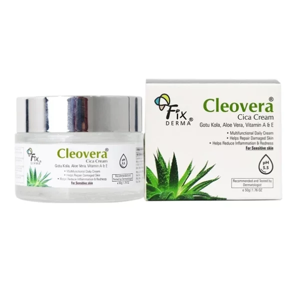 Fixderma Cleovera Cica Cream for Face with Gotu Kola, Aloevera, Vitamin A & E, - 50g, Herbkart8t761MExbNnZLL.webp,