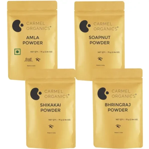 CARMEL ORGANICS Combo of Amla,Shikakai,Soapnut & Bhringraj Powder(75g Each) Natural, Herbkart8t781jgWDpjENL.webp, Herbkart8t781jgWDpjENL