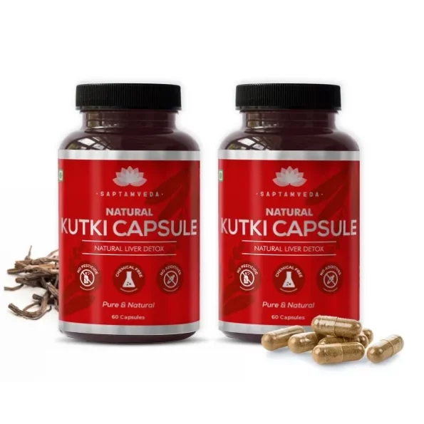 SAPTAMVEDA Natura Kutki 120 Veg Capsules (60 * 2) available on Herbkart