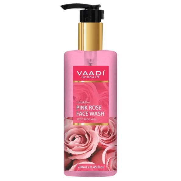 Vaadi Herbals Pvt Ltd Insta Glow Pink Rose Fase Wash With Aloe Vera Extract, 250 Ml available on Herbkart