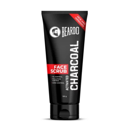 Beardo Activated Charcoal Face Scrub, 100 gm | Anti-Pollution Face Scrub for Deep Pore Cleansing | Removes Dirt & Impurities | Suitable for Men of all skin types