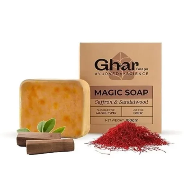 Ghar Soaps Sandalwood & Saffron Magic Soaps For Bath (100 Gms) available on Herbkart