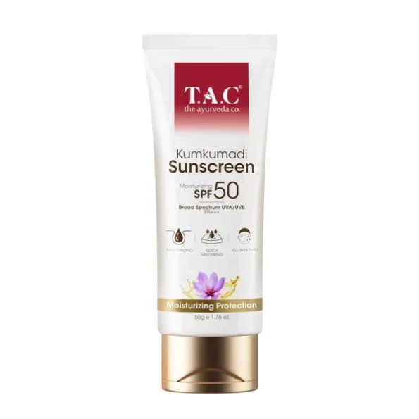 TAC - The Ayurveda Co. Kumkumadi Sunscreen Ultra Light SPF 50, 50gm, Herbkart8t751XCcolSL1L.webp, Herbkart8t751XCcolSL1L