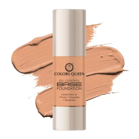 Colors Queen Oil Control Base Foundation | Combination of Primer, Concealer & Moisturizer, Skin Brightening Liquid Foundation | Water Resistant with Dewy Finish Foundation for Face Makeup (03 - Golden Beige, 30ml)