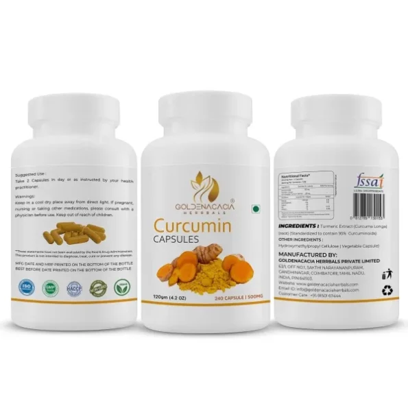 Goldenacacia Herrbals Curcumin 500 mg 120 Capsules available on Herbkart