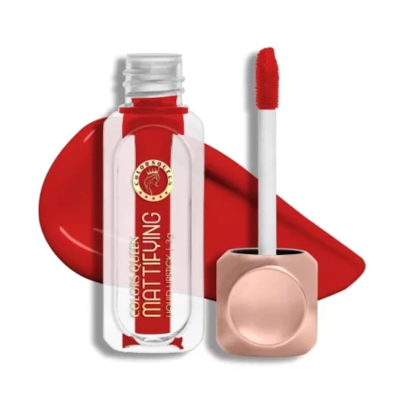 Colors Queen Mattifying Non Transfer Liquid Lipstick - 10 Crimson - 3g | Long Lasting Liquid Matte Lipstick | Transfer Proof & Waterproof Lipstick Enriched with Vitamin E & Almond Oil, Lasts up-to 18 Hours