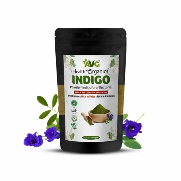 AVG Health Organics 100% Herbal Indigo Powder for Natural Black Hair, 240g, Herbkart8t761MTmS-g78L.webp, Herbkart8t761MTmS g78L