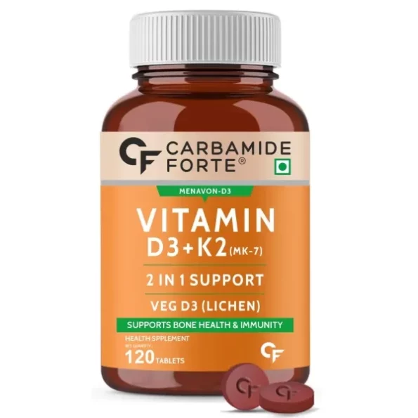 Carbamide Forte Vitamin D3 K2 MK7 - 120 Veg Tablets available on Herbkart