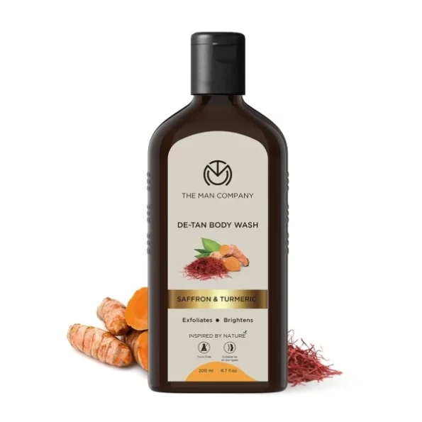 The Man Company De Tan Bodywash with Saffron, Turmeric & Walnut Breads 200 ml available on Herbkart