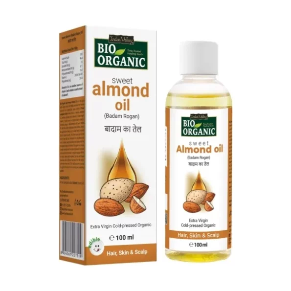 INDUS VALLEY Bio Organic Cold Pressed Almond Oil - 100ml available on Herbkart