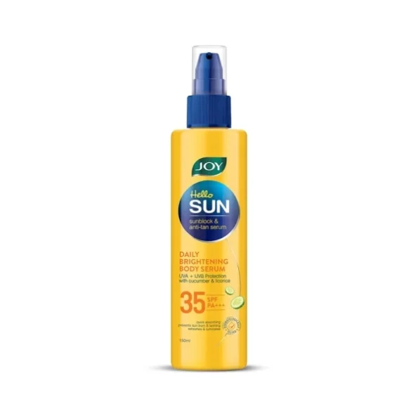 Joy Hello Sun Sunblock & Anti Tan Daily Brightening Body Serum Sunscreen SPF-35 PA+++(150ml) available on Herbkart