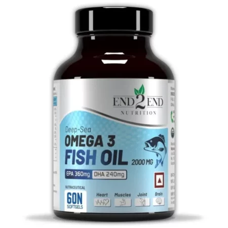 End2End Nutrition Deep-Sea Omega 3 Fish Oil 2000mg with 360mg EPA & 240mg DHA for Men & Women | Heart, Brain, Joint, Eye Health & Mercury Free - 60 Capsules