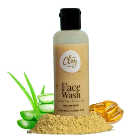 Clay Care Multani MittiFace Wash for Daily Use with the Goodness of Aloe Vera, Vitamin E Oil, Paraben-Free, Sulfate-Free, Vegan, Eco-Friendly, Natural for Oily and Acne-Prone Skin for Men and Women 100ml