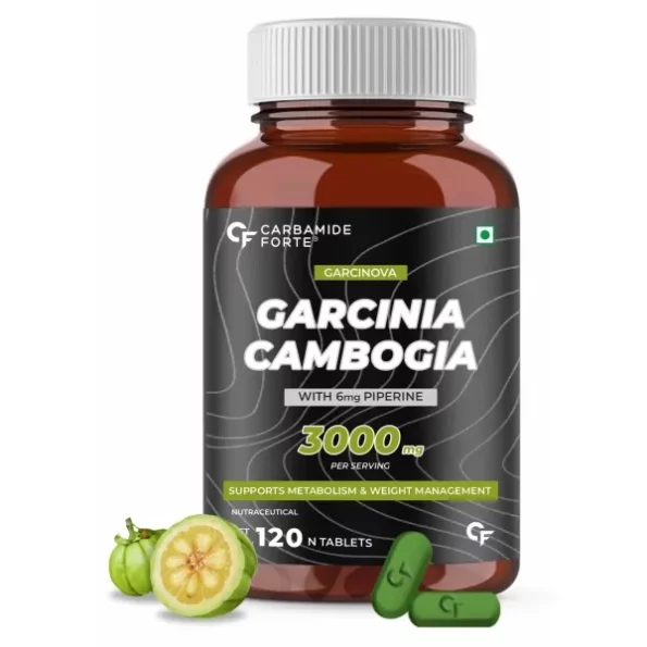 Carbamide Forte Garcinia Cambogia 3000mg 60% HCA & 6mg Piperine Per Serving - 120 Veg Tablets available on Herbkart