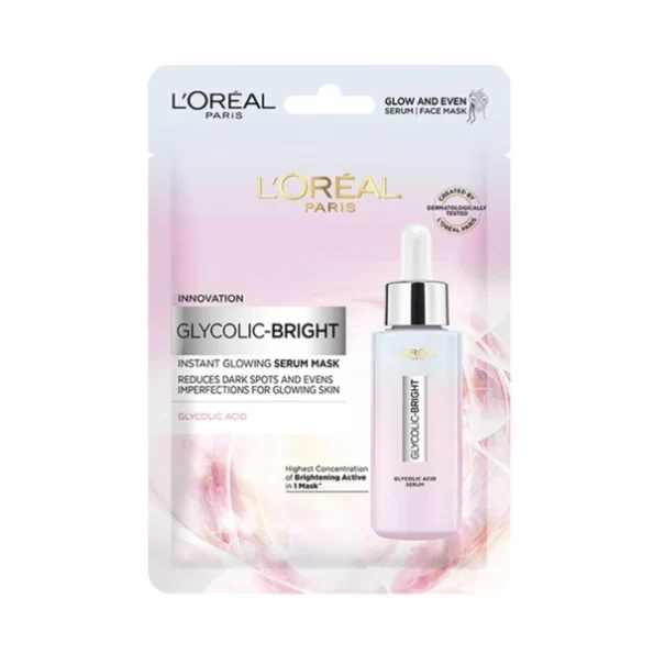 (LOREAL) L’Oréal Paris Glycolic Bright Glowing Serum Sheet Mask, 22 g, Herbkart8t751r2GmDaL9L.webp, Herbkart8t751r2GmDaL9L