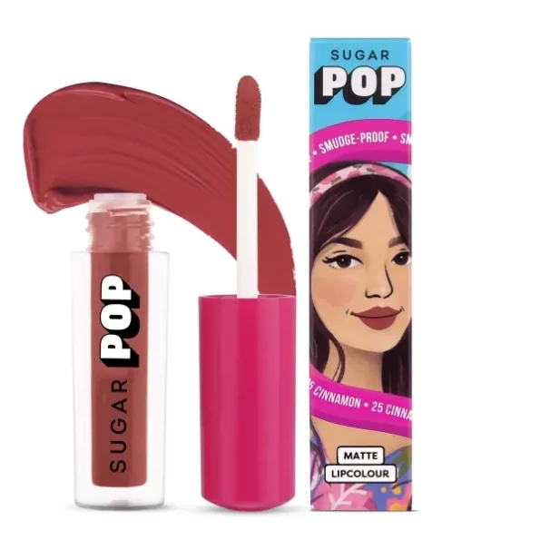 SUGAR POP Matte Lipcolour | Lasts Upto 8 hrs l Brown Lipstick for Women l Vitamin E Infused | Non-Drying, Smudge Proof, Long Lasting | 1.6ml - 25 Cinnamon (Brown with a hint of Orange), Herbkart8t771Sk-In1VjL.webp, Herbkart8t771Sk In1VjL