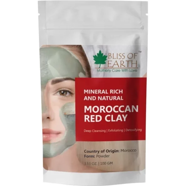 Bliss of Earth Original Moroccan Red Clay Powder, 100GM, Herbkart8t761h87KF20wiL.webp, Herbkart8t761h87KF20wiL