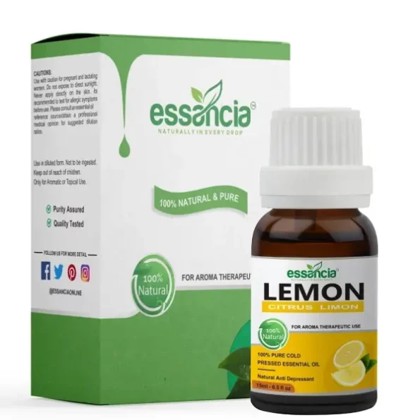 essancia - NATURALLY IN EVERY DROP Lemon Essential Oil For Face, Skin Whitening & Lightening, Nails, Diffuser & Aromatherapy. 100% Natural, Undiluted, Pure & Therapeutic Grade Essential Oil (15Ml), Herbkart8t761AI81iyXBL.webp, Herbkart8t761AI81iyXBL