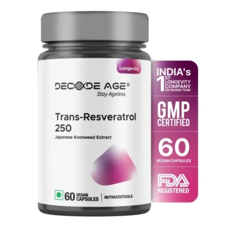 Decode Age 99.5% Pure Trans Resveratrol - 250mg Supplement, (60 Vegan Tablets)