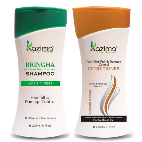 KAZIMA Bringha Anti Hair Fall Control Shampoo (200ml) + Anti Hair fall & Damage Control Conditioner (200ml) available on Herbkart