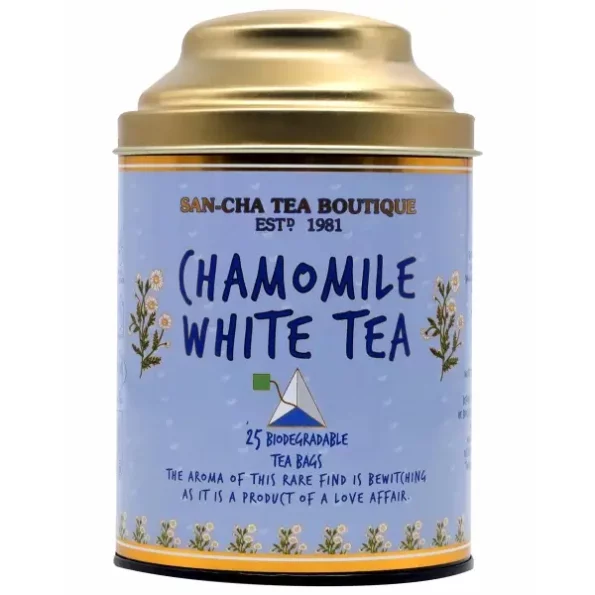 SAN-CHA Tea Boutique, Chamomile White Tea, 25 Pyramid Tea Bags Peony White Tea, Organic Darjeeling White Tea, Richest In Antioxidants, 1 Gram, Herbkart8t781iTKC5ABFL.webp, Herbkart8t781iTKC5ABFL