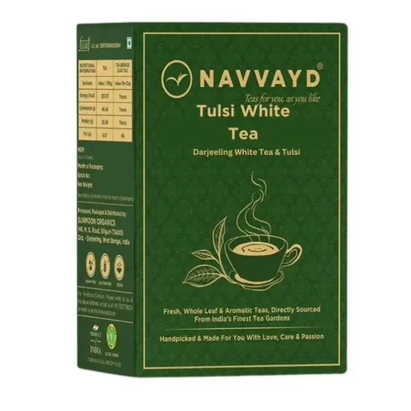 Navvayd Organic Tulsi White Tea, With Krishna Tulsi for Boosting Immunity, Loose Leaf (100 Gm), Herbkart8t771n2mV9KMcL.webp, Herbkart8t771n2mV9KMcL