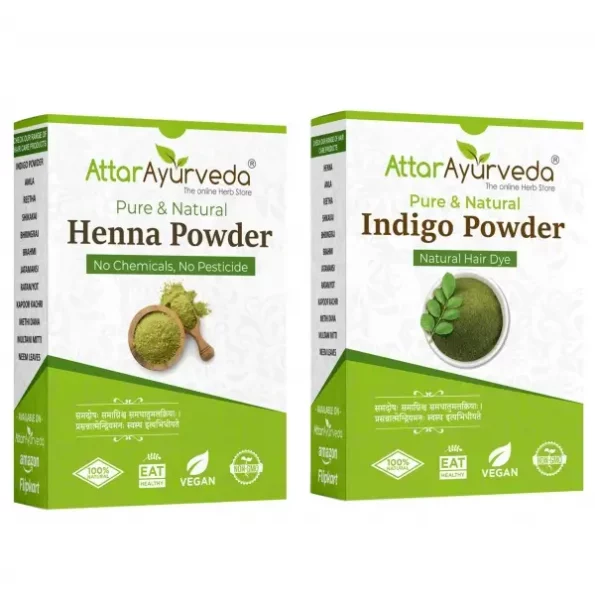 Attar Ayurveda Natural Dye for Black Hair (Henna Leaves powder, Indigo leaves powder), 200 grams each, Herbkart8t781E3nWACvEL.webp, Herbkart8t781E3nWACvEL