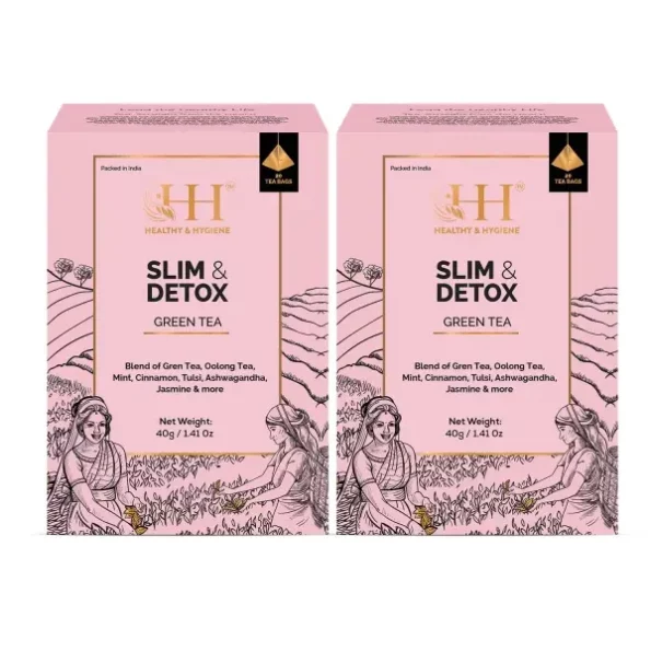 HEALTHY & HYGIENE 100% Natural Authentic Slim & Deto- Combo Tea Bags, 20 Pyramid Tea Bags In Bo- & 55g in Jar, Herbkart8t771Ky88Wi20FL.webp, Herbkart8t771Ky88Wi20FL