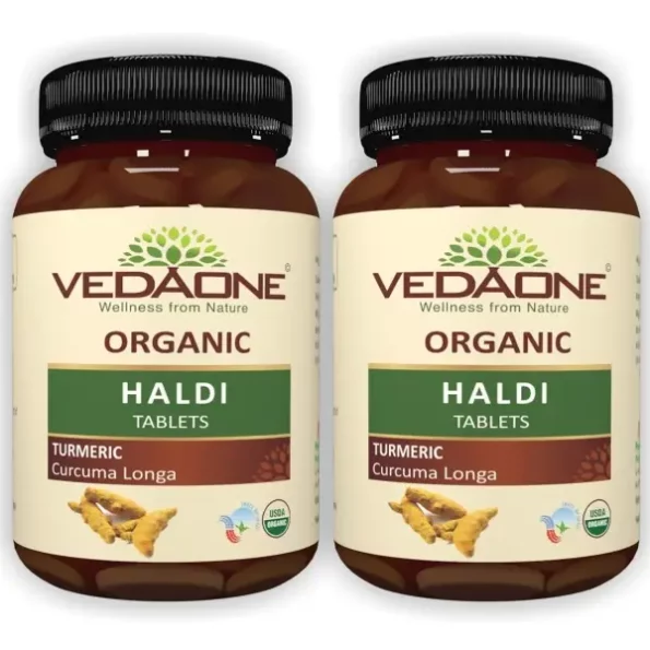 Vedaone USDA Organic Haldi (Turmeric) 750mg - 60 Tablets For Digestive Support available on Herbkart