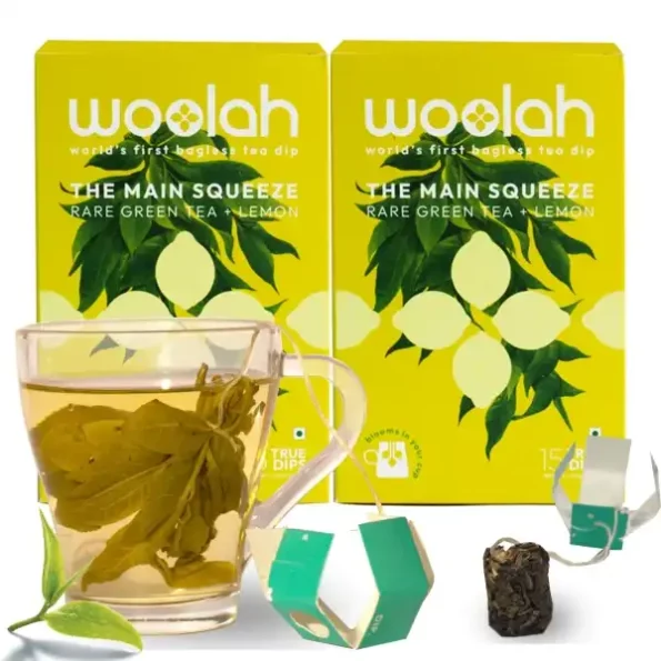 Woolah Rare Assam Green Tea with Lemon, Organic Bagless Tea Dip (2 Packs = 30 Dips /60 Cups), Herbkart8t781ZnXsYuX7L.webp, Herbkart8t781ZnXsYuX7L