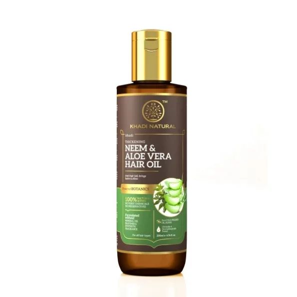 Khadi Natural Neem & Aloe Vera with Wheat Germ Hair Oil, 200 ml available on Herbkart