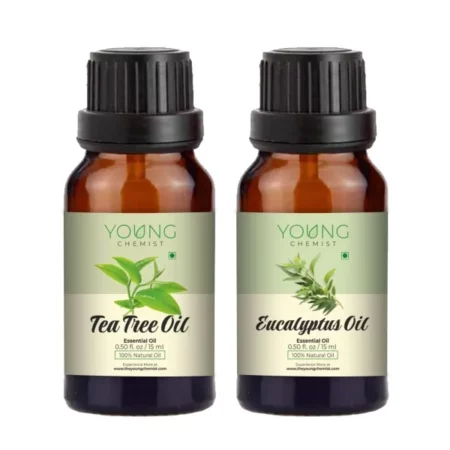 Young Chemist Eucalyptus & Tea Tree Essential Oils | Pack Of 1 (15 ml each) | 100% Pure, Undiluted, Natural And Therapeutic Grade - Perfect for Aromatherapy, Skin Therapy