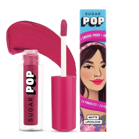 SUGAR POP Matte Lipcolour - 24 Pinkbliss (Bright Pink) - 1.6 ml , Long Lasting, Herbkart8t771QRbpSAlHL.webp, Herbkart8t771QRbpSAlHL