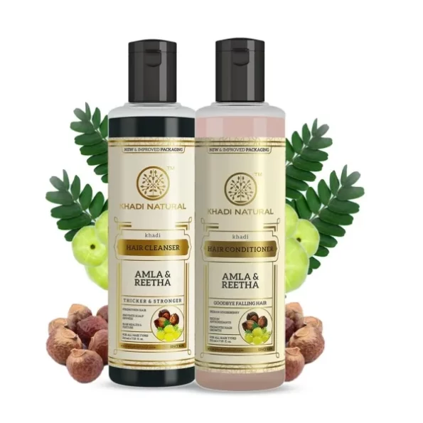 Khadi Natural Amla & Reetha Hair Cleanser and Hair Conditioner (Combo) (210ml Each) available on Herbkart