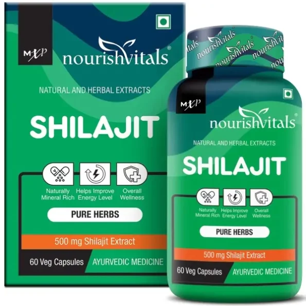 NourishVitals Premium Shilajit 50% Fulvic Acid High Strength 500 mg Extract, Naturally Mineral Rich, 60 Veg Capsules, Herbkart8t771Mxt5SJHVL.webp,