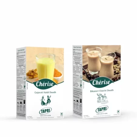 Cherise Tapri Combo of Premium Gujarati Haldi Doodh and Bikaneri Elaichi Doodh, Instant Milk Premix (23 g x 7 Sachets Each)