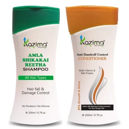 KAZIMA Combo of Amla Shikakai Reetha Shampoo & Anti Dandruff Control Conditioner for Hair fall Control, Damage Repair, Hair Growth, Healthy Scalp & Dandruff Control, 200 ml each