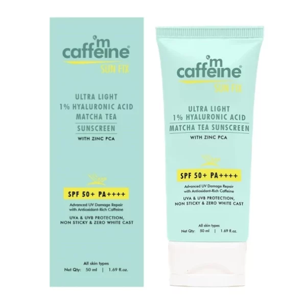 mCaffeine Sun Fix Ultra Light 1% Hyaluronic Acid Matcha Tea Sunscreen SPF 50+ - 50ml, Herbkart8t751CqhoTaHsL.webp, Herbkart8t751CqhoTaHsL