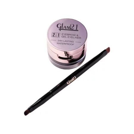Glam21 2-in-1 Eyebrow & Gel Eyeliner | Intense Black Color | Quick Drying & Lasts 24 hrs | Smudge & Water Proof | 4 gm