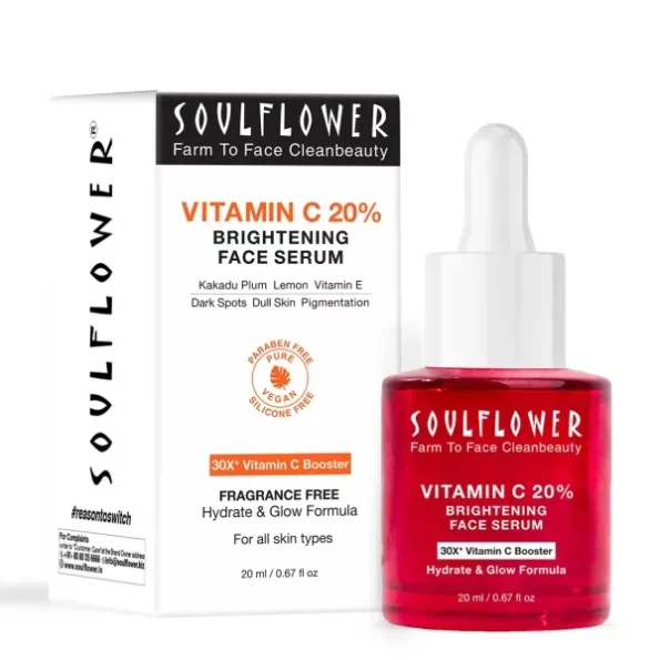 Soulflower 20% Vitamin C Face Serum, 20ml available on Herbkart