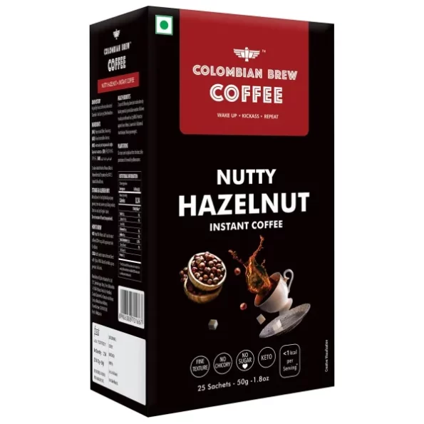 Colombian Brew Hazelnut Instant Coffee Powder, No Sugar Vegan, 50g (Hot & Cold Coffee), Herbkart8t7811W-f0E8xL.webp, Herbkart8t7811W