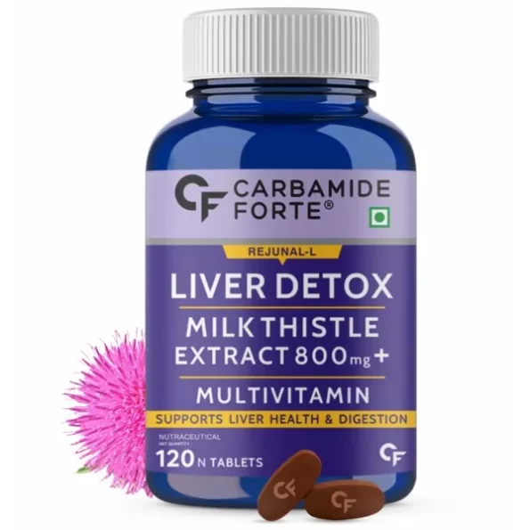 Carbamide Forte Liver Support Supplement with Milk Thistle Extract 600mg (30:1) -120 Veg Tablets available on Herbkart