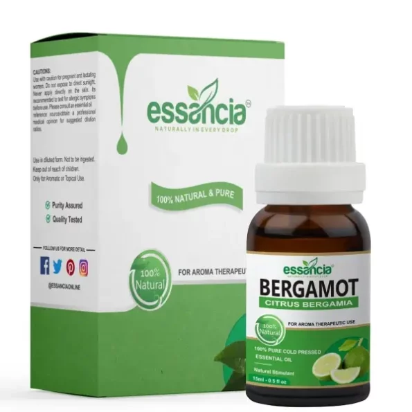 essancia - NATURALLY IN EVERY DROP Bergamot Essential Oil For Better Sleep,Reduces Fatigue,Face,Skin Care,Hair Care,Dandruff,Diffuser & Aromatherapy,100% Natural,Therapeutic Grade Essential Oil (15Ml), Herbkart8t761KWbI9NQwL.webp, Herbkart8t761KWbI9NQwL