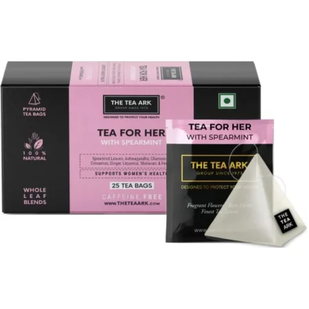 The Tea Ark Spearmint Tea For her PCOS (25 Count) | Tea for Her Herbal Tea For Women with Shatavari & Fennel | Caffeine Free Whole Leaf Blend | Individually Wrapped Pyramid (25 Tea Bags, Spearmint)