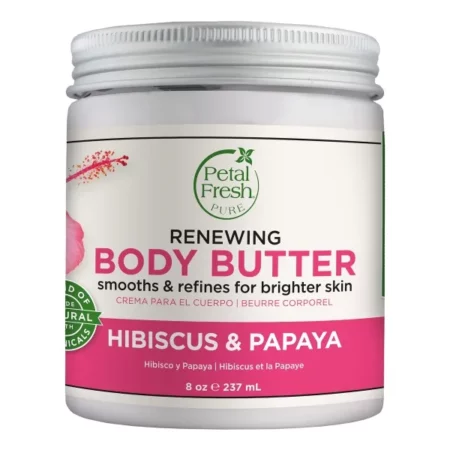 Petal Fresh Pure Renewing Hibiscus & Papaya Body Butter | With Organic Shea Butter, Argan & Coconut Oil | NO Mineral Oil, Silicones & Color | 100% Vegan & Cruelty Free - 237 gms